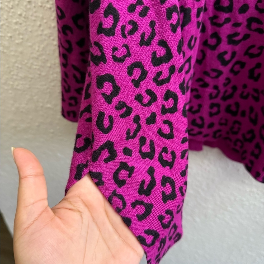 Multiples Purple-Black Leopard Print Top Size S/M - Picture 4 of 5